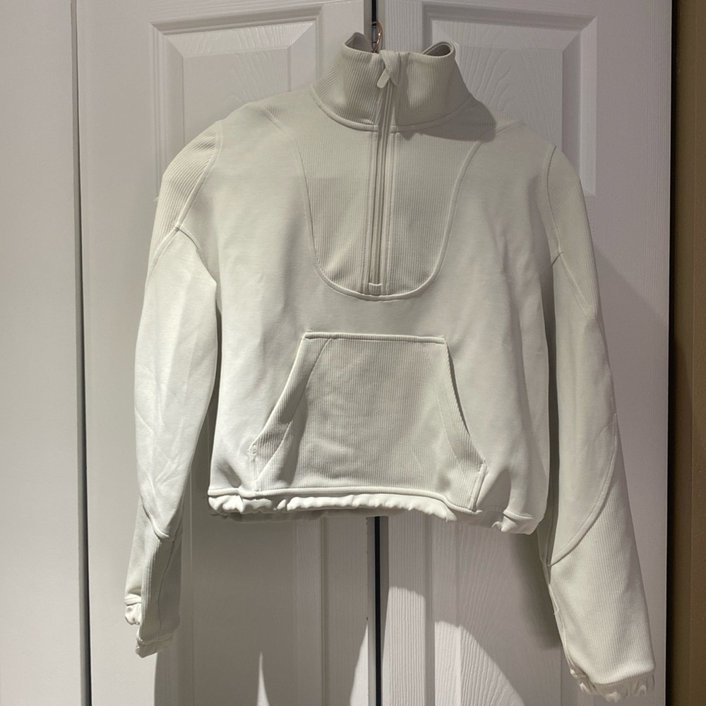 Brushed Softstream Ribbed Half Zip, color: Bone, size 2
